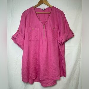 Ellen Tracey Hot Pink Linen TOP Size XXL